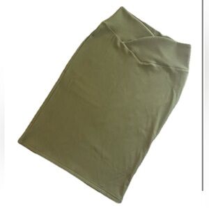 Buff Bunny Olive Green Ribbed Cross-Waist Pencil Skirt XL – EUC